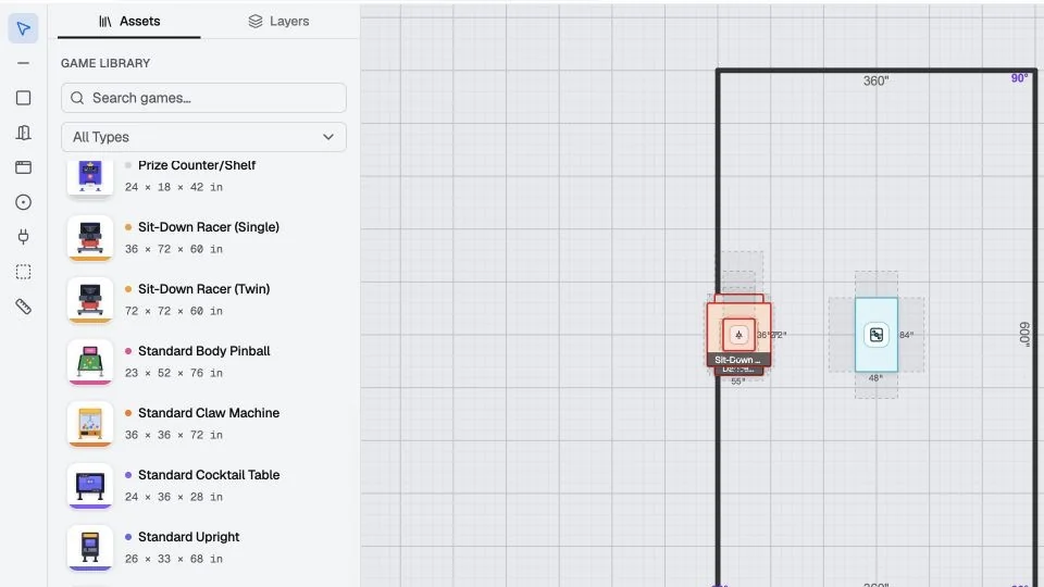 Arcade Planner interface with fictional demo data